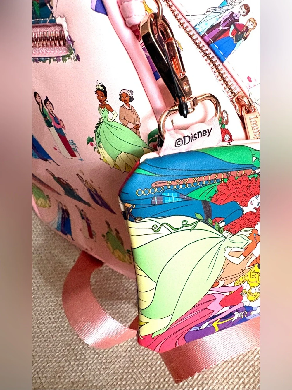 Loungefly Pink Disney Princesses Kids Mini Backpack with Matching Cardholder